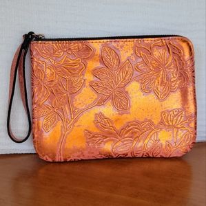 Patricia Nash Orange / Coral Metallic Wristlet